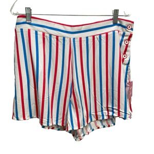 NWT ModCloth Barbie USA Striped Shorts Red Blue‎ White Size XL Mattel 2021 Rayon
